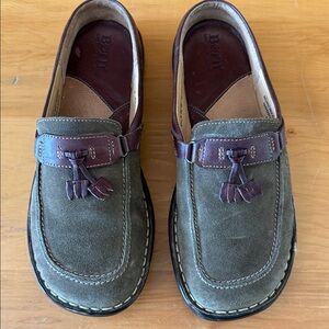 Born Olive Suede Tassel Loafers
